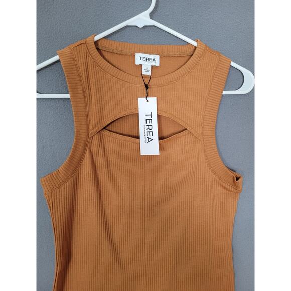 TEREA Women's Ava Cutout Tank Top Adobe Size Small - Picture 3 of 7